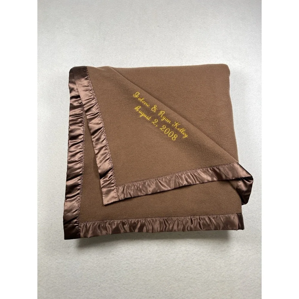 Pendleton 87x87 Large Brown Heirloom Blanket Embroidered Nice Condition!